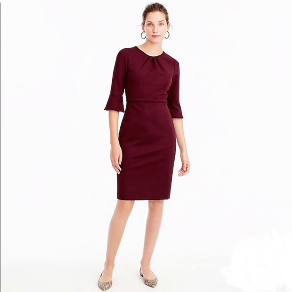 J. Crew Dresses & Skirts - J. Crew Burgundy Bell Sleeve Ponte Dress